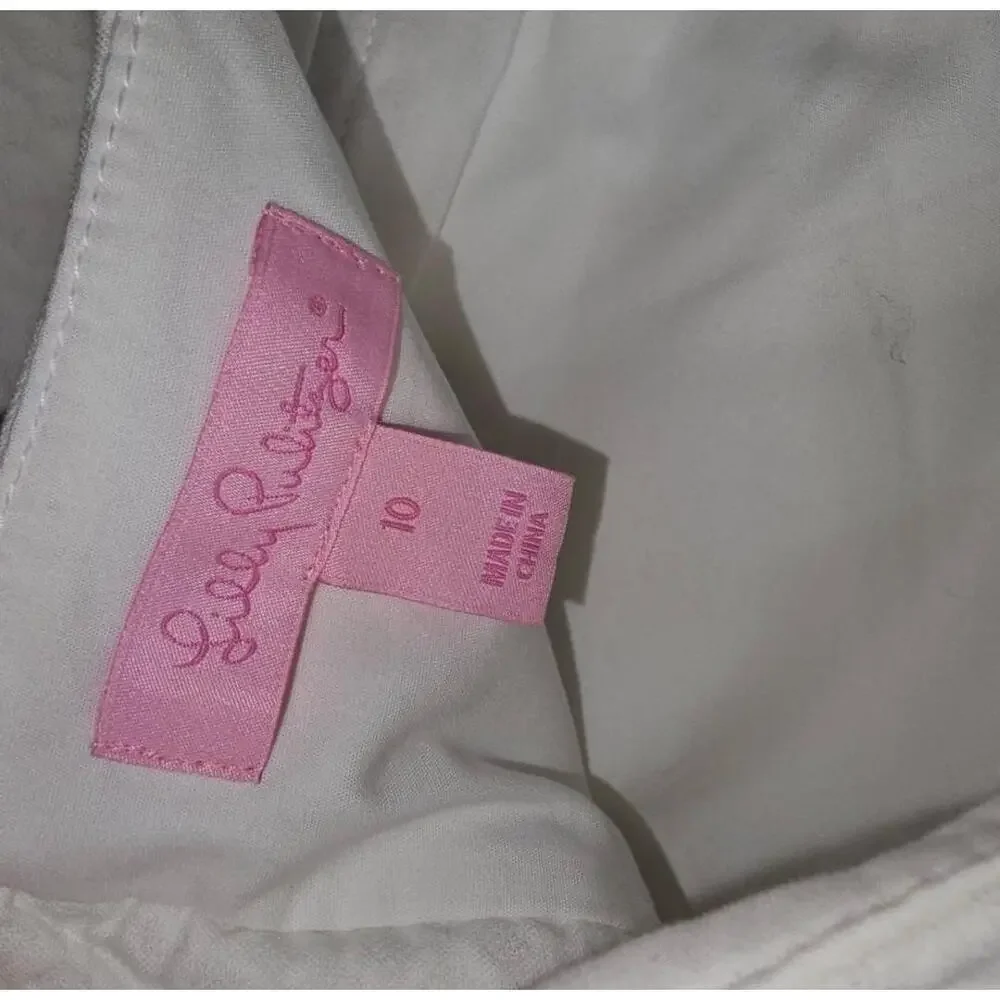 Lilly Pulitzer Tansy White Strapless Textured Dress Zipper Resort Size 10 - Picture 4 of 13